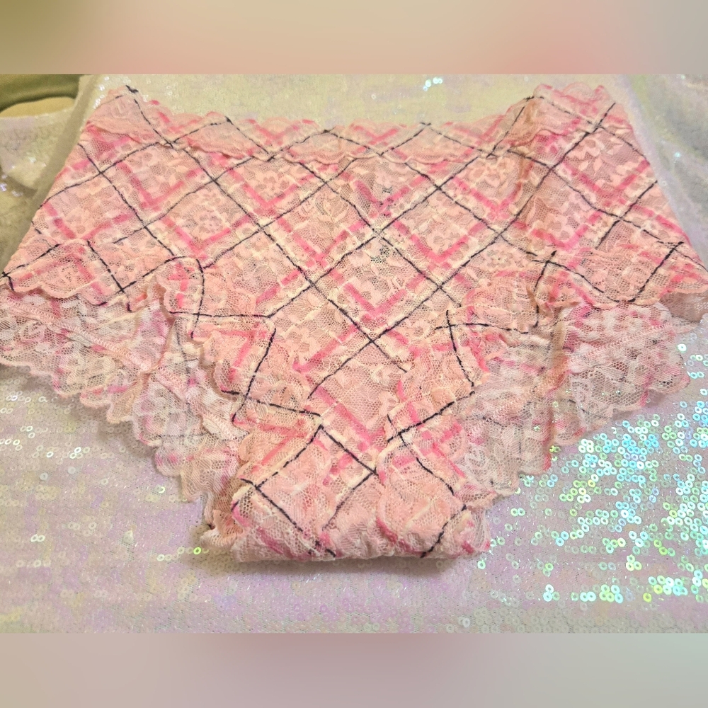 5/$40🛍  Victoria's Secret Pink Plaid Lace Ckeeky Panty NWOT